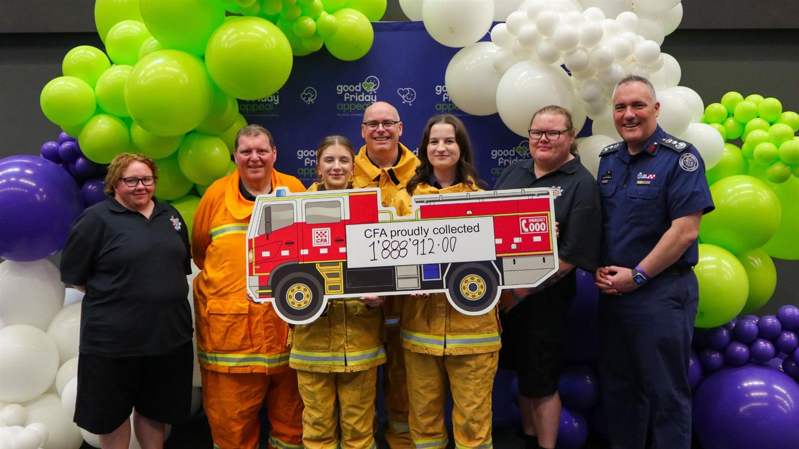 Brigade members at the cheque handover with CFA CO, Jason Heffernan